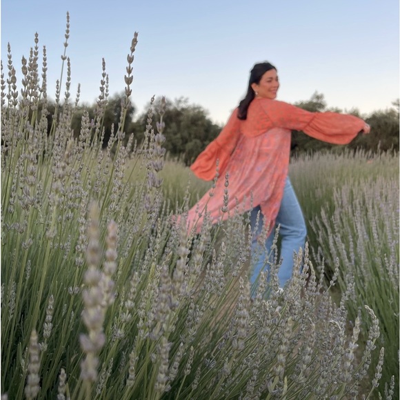 Free People Sheer Bell Long Sleeves MultiColored Kimono Overlay 3/4 Size… - Picture 2 of 16